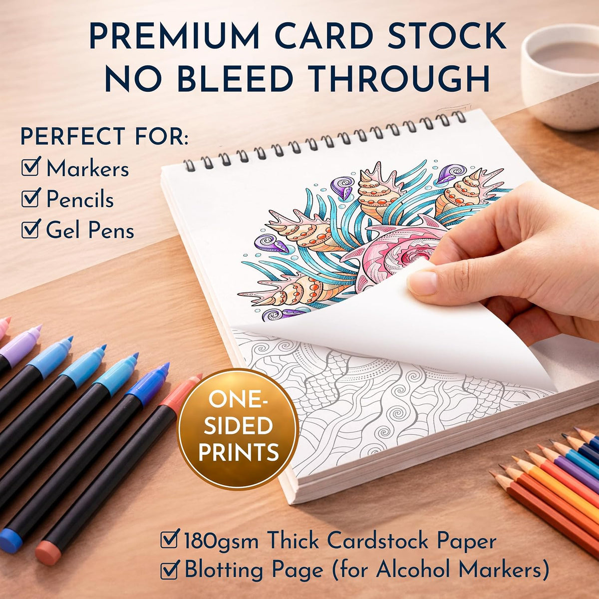 Mandala Coloring Book for Adults Spiral Bound, 50 Unique Relaxing Designs
