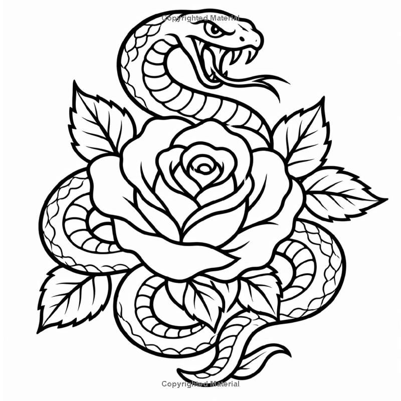 Tattoo Coloring Book for Adults: Bold Tattoo Flash Designs