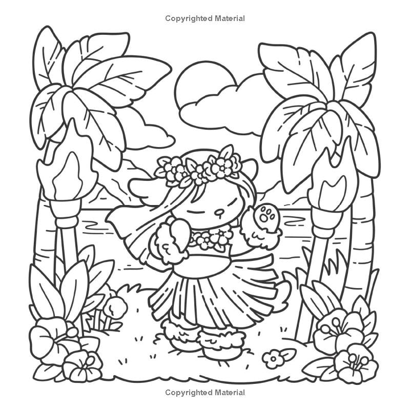 Cozy Hawaii: Cute Coloring Book for Adults and Teens Easy-to-Color Tropical Scenes