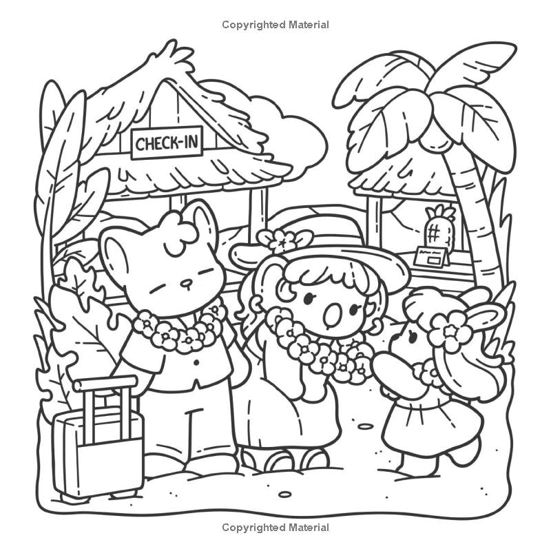 Cozy Hawaii: Cute Coloring Book for Adults and Teens Easy-to-Color Tropical Scenes