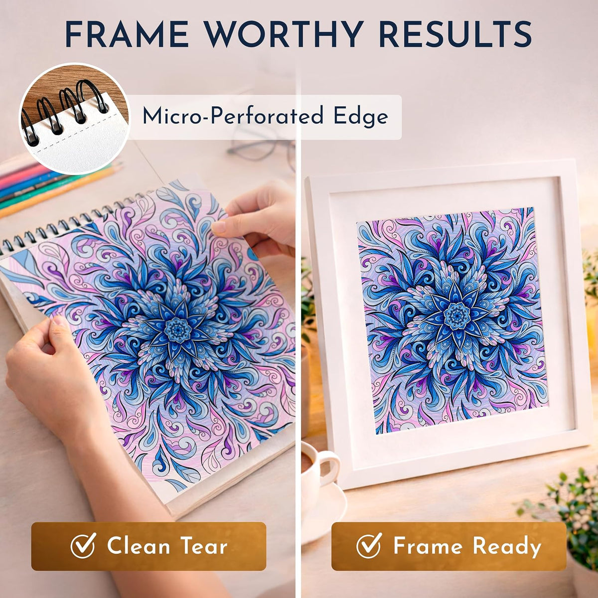 Mandala Coloring Book for Adults Spiral Bound, 50 Unique Relaxing Designs